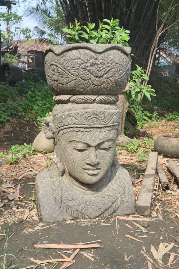 Dewi Sri Steinstatue als Pflanztopf für den Garten 80 cm